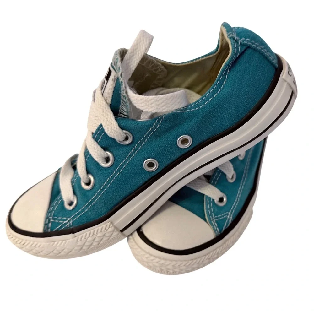 Converse Chuck Taylor All Star Low Top Teal Blue Kids Sneakers 344810F‎ Size 13